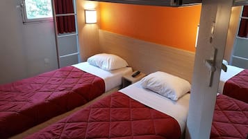 Standard Room, 3 Twin Beds | Desk, laptop workspace, blackout drapes, iron/ironing board