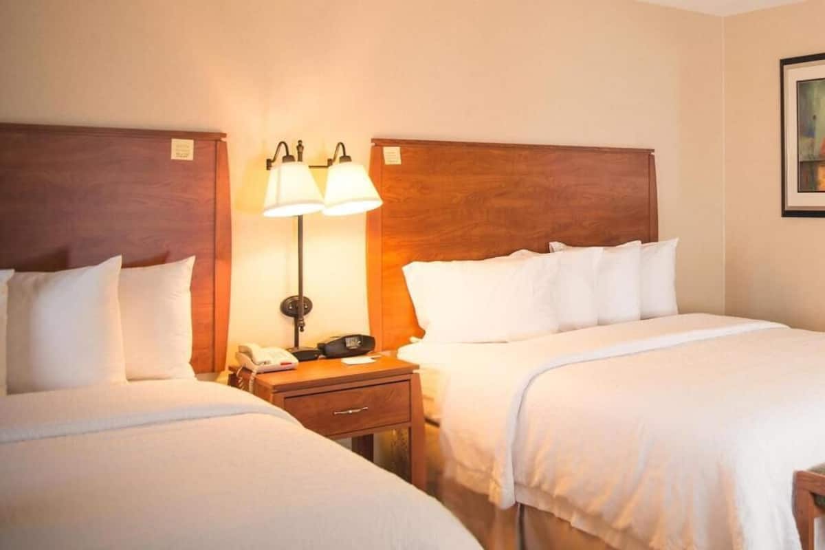 Premium bedding, down duvets, blackout curtains, iron/ironing board