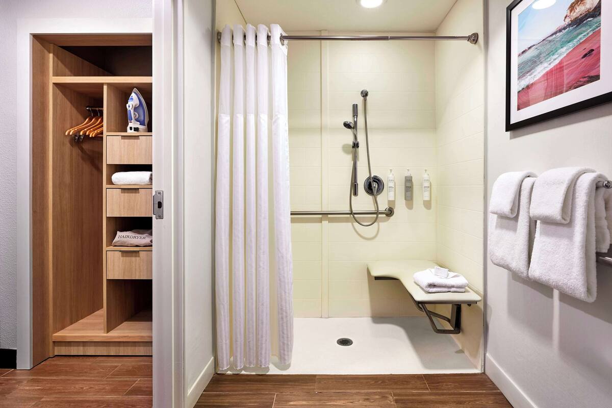 room, 1 king bed (roll-in shower) | bathroom shower