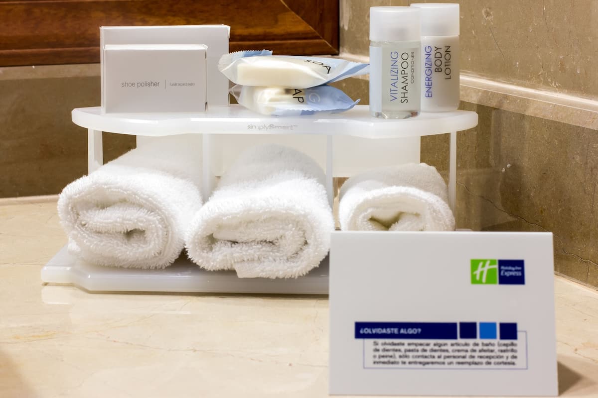 shower, rainfall showerhead, designer toiletries, hair dryer