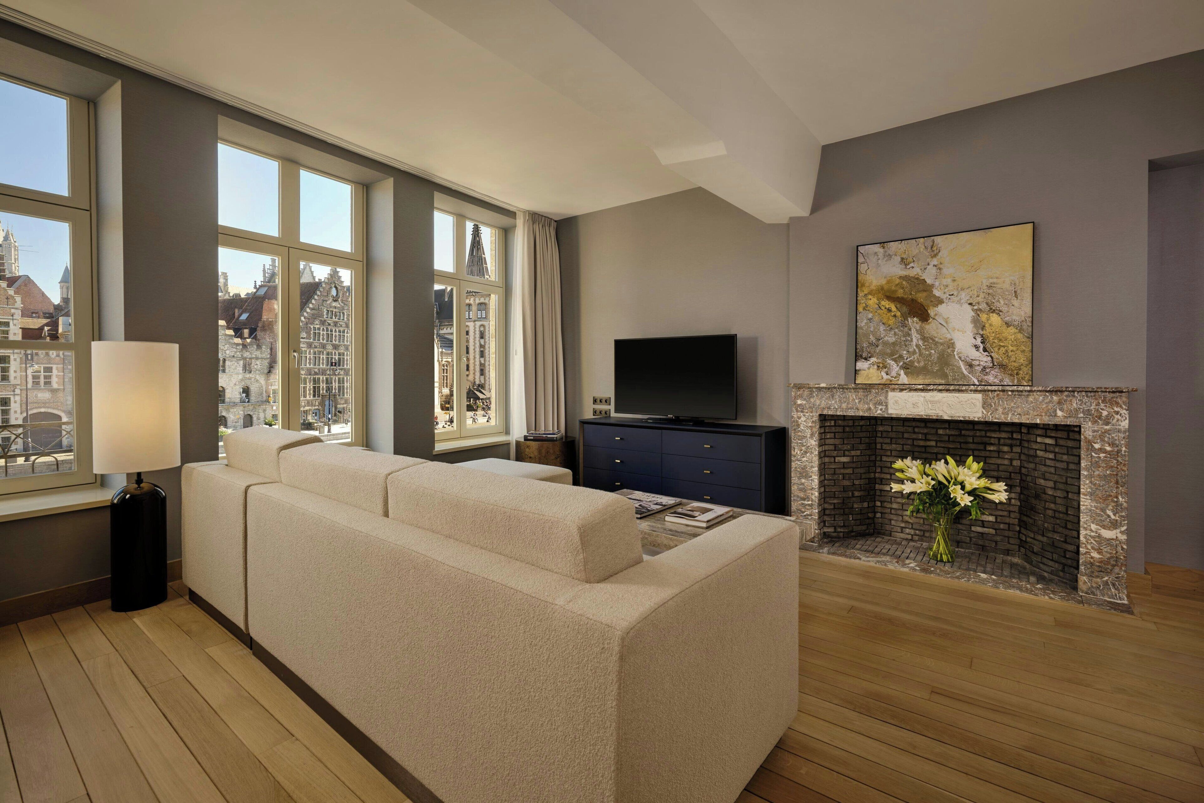 presidential suite, 1 king bed with sofa bed, river view | 1 bedroom, premium bedding, down duvets, memory-foam beds