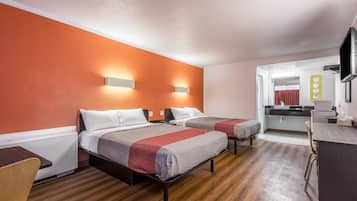 Desk, free WiFi, bed sheets