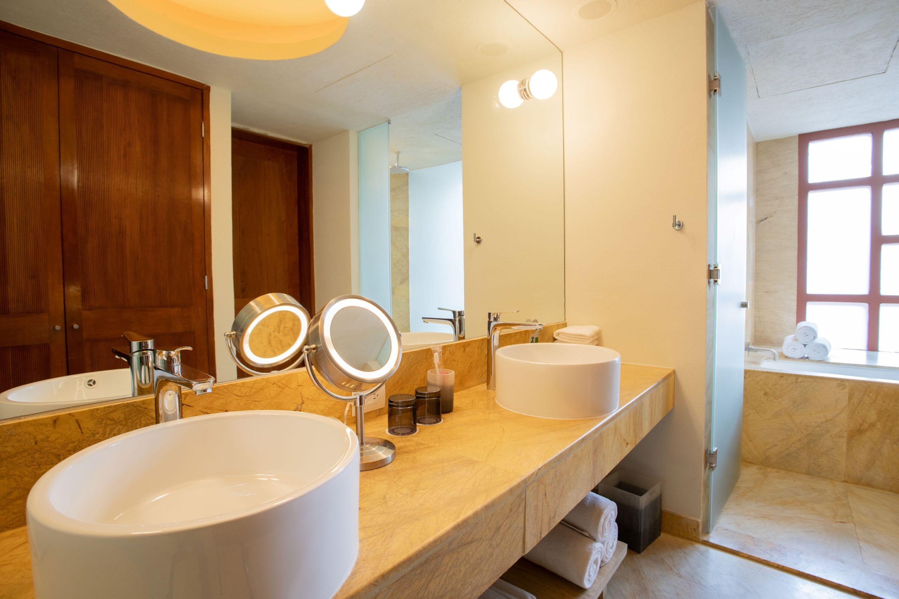 master suite | bathroom | designer toiletries, hair dryer, slippers, heated floors