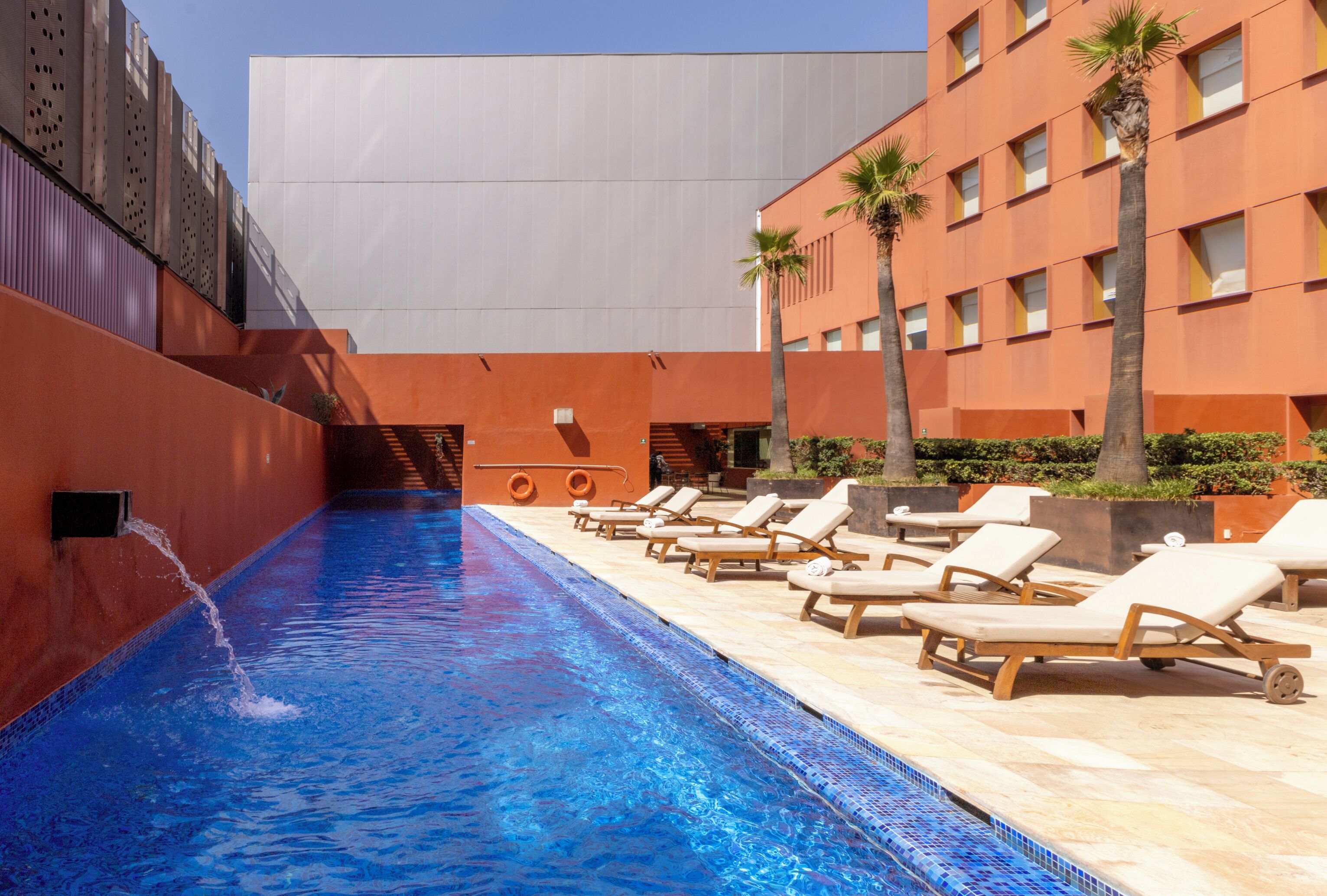 Outdoor pool, open 8:00 AM to 8:00 PM, sun loungers