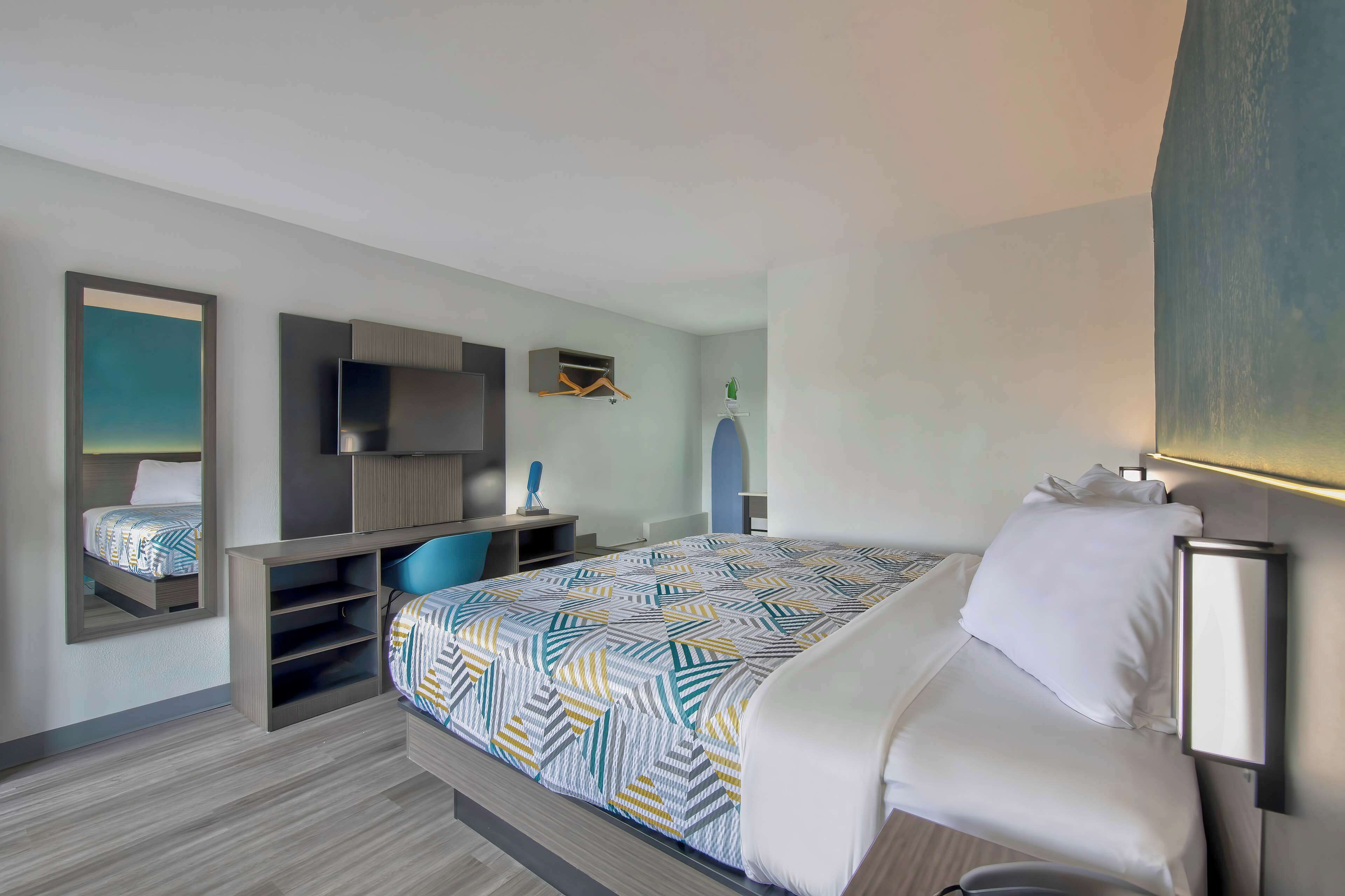 Desk, blackout curtains, free WiFi, bed sheets