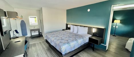 Desk, blackout drapes, free WiFi, bed sheets