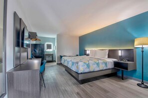 Escrivaninha, cortinas blackout, Wi-Fi de cortesia, roupa de cama