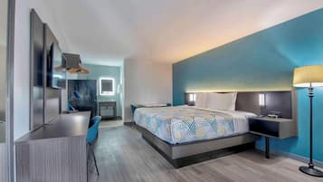 Desk, blackout curtains, free WiFi, bed sheets