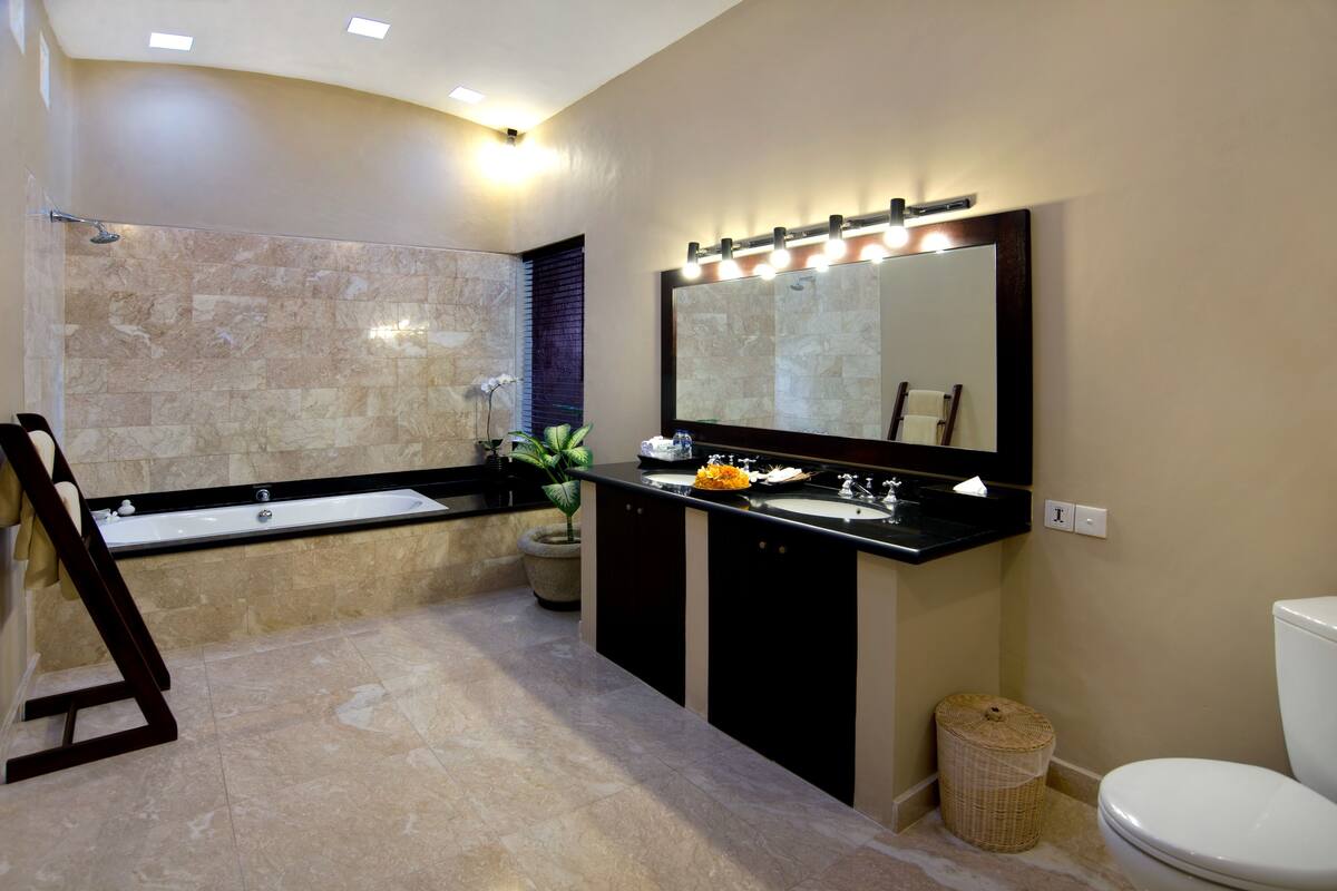 villa, 1 bedroom, private pool | bathroom | free toiletries, hair dryer, bathrobes, slippers