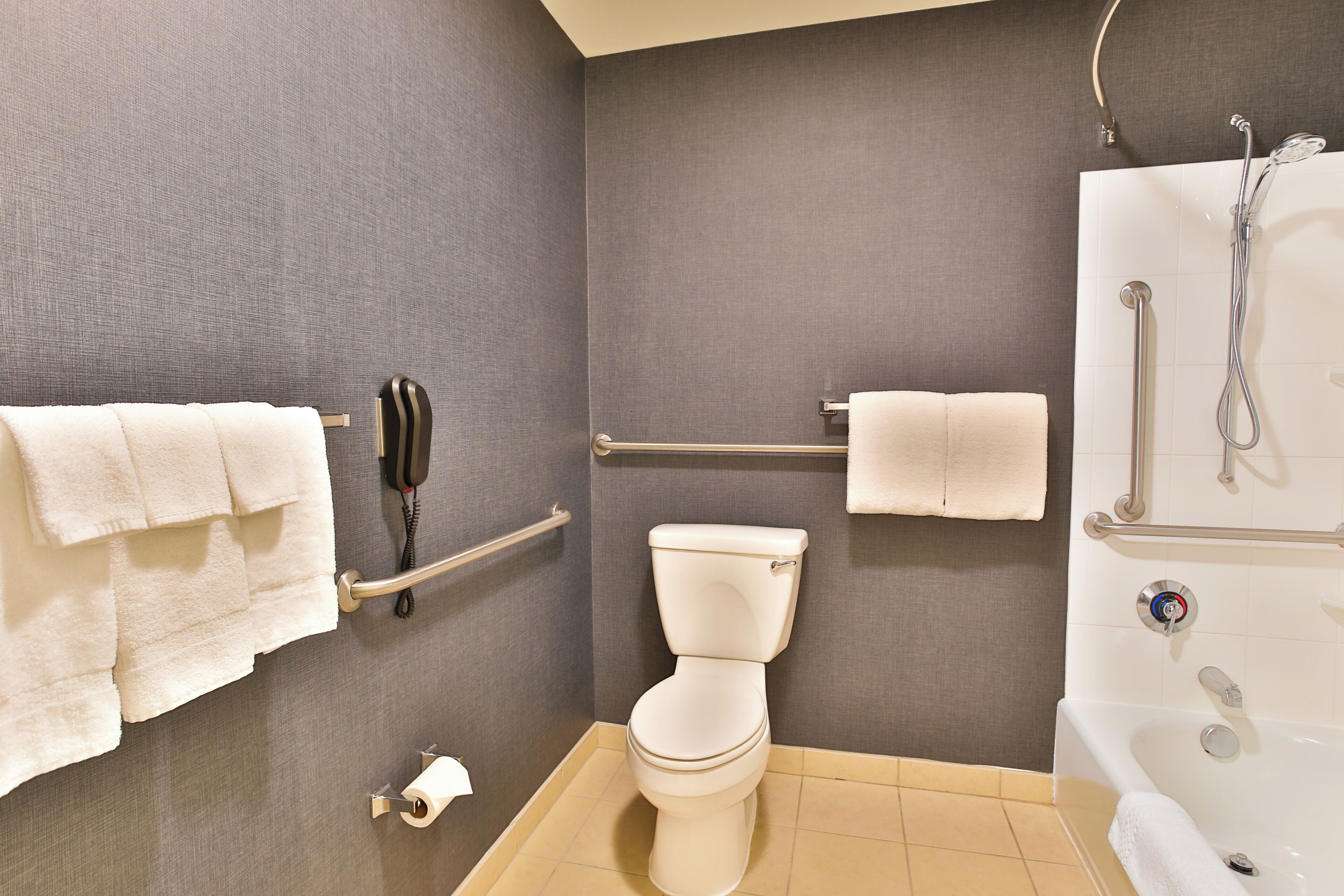 free toiletries, hair dryer, towels