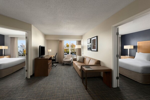 Suite, 2 Bedrooms | Living area | 27-inch Smart TV with satellite channels, TV, Netflix
