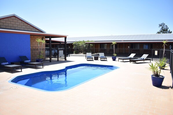 Outdoor pool, pool loungers