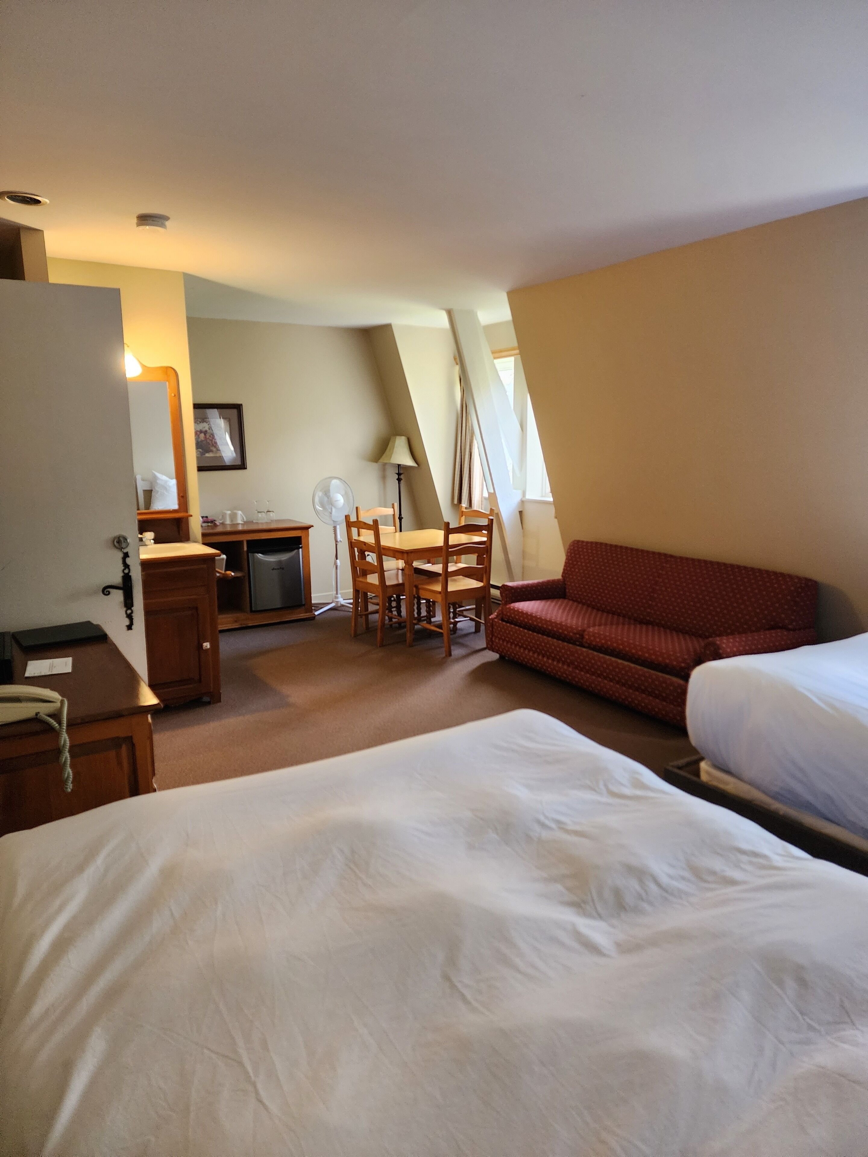 Premium bedding, down comforters, blackout drapes, soundproofing