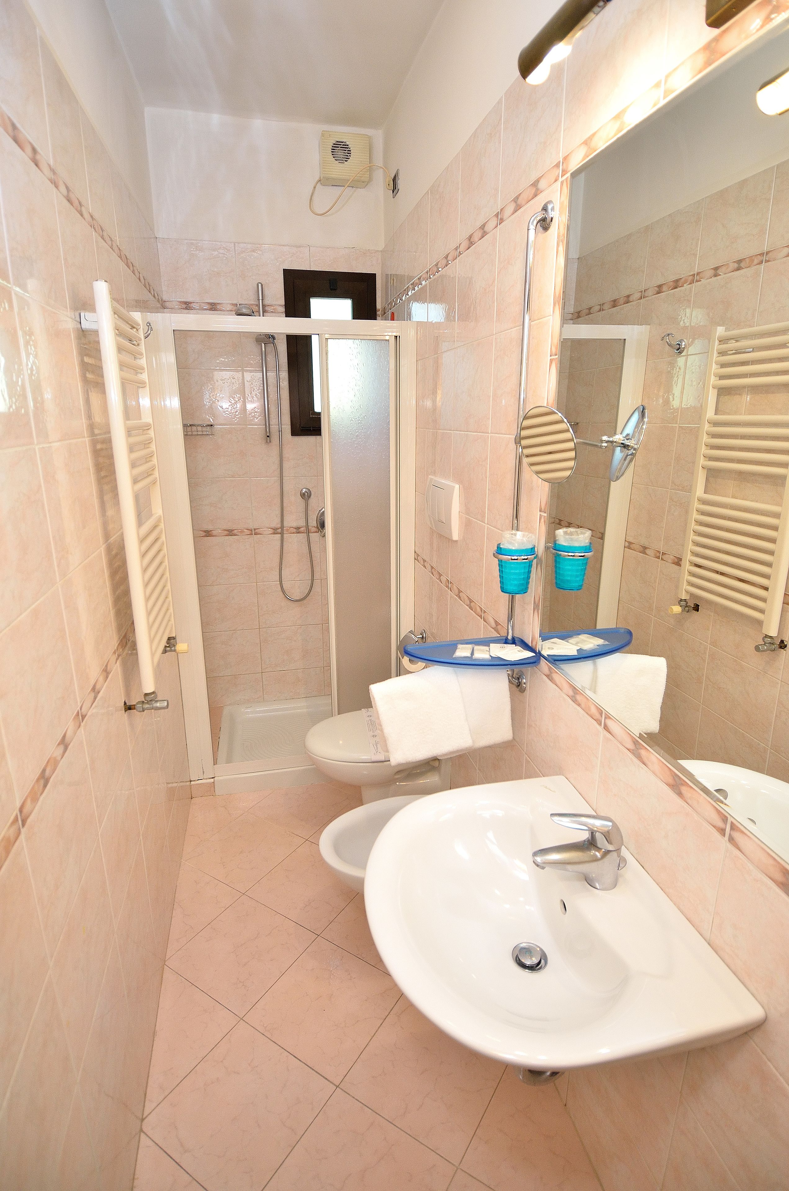 free toiletries, hair dryer, towels