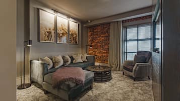 Deluxe Suite | Premium bedding, desk, laptop workspace, iron/ironing board