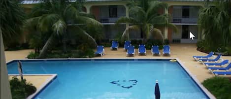 Outdoor pool, sun loungers