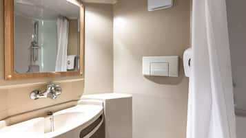 Shower, eco-friendly toiletries, towels, soap