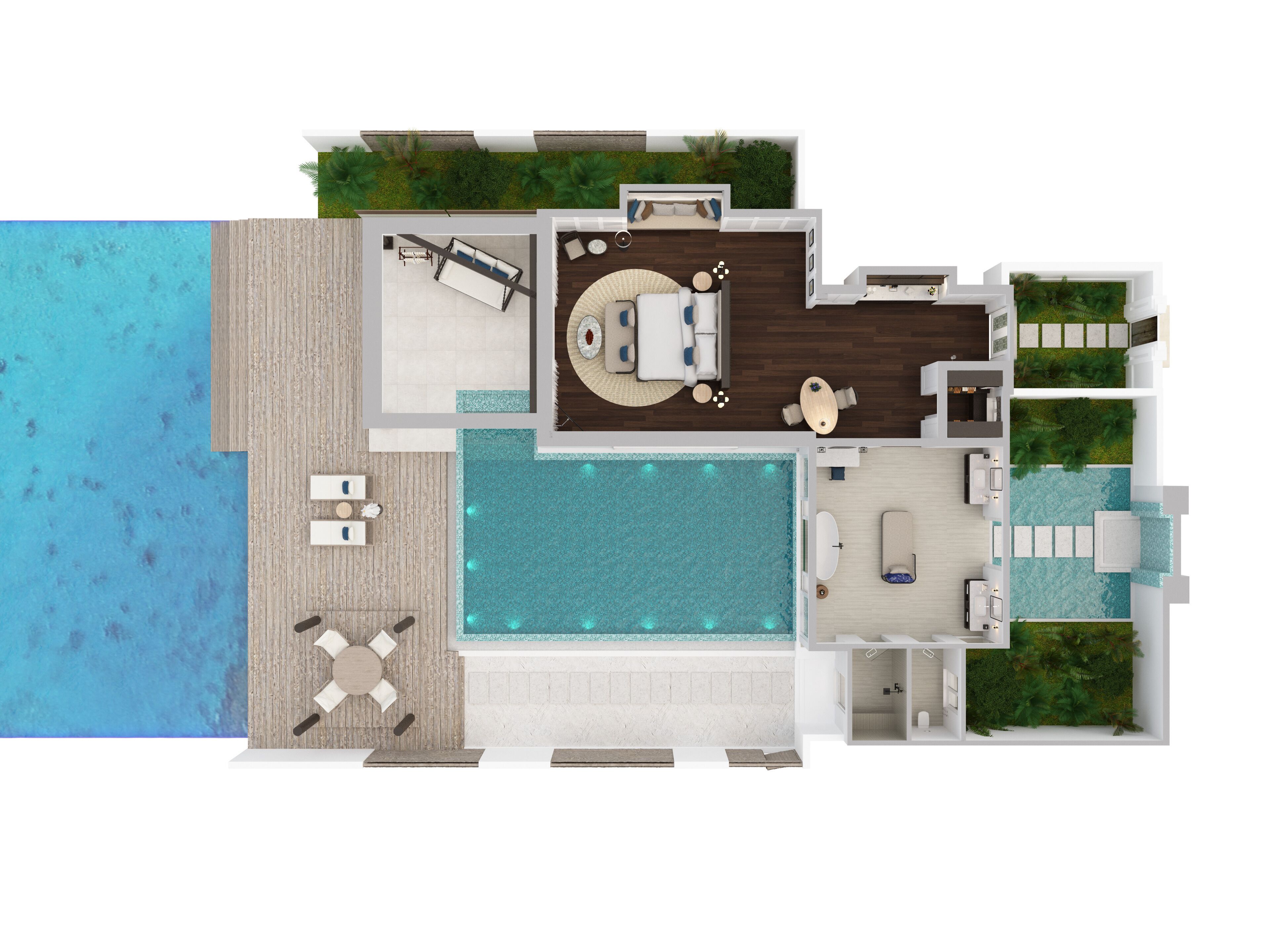 ocean house with pool and private beach cabana | floor plan