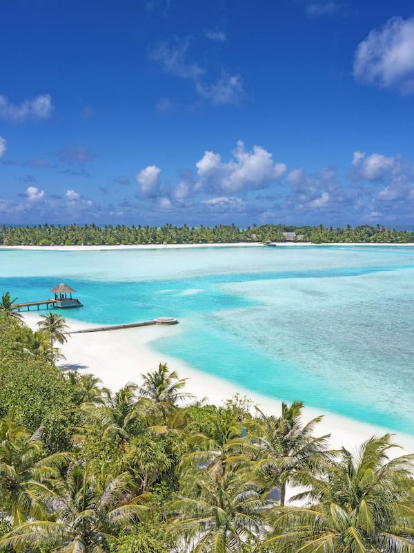 On the beach, white sand, free beach cabanas, sun loungers