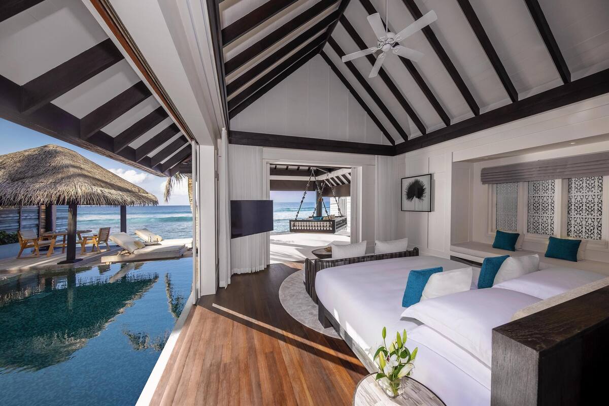 ocean house with pool and private beach cabana | frette italian sheets, premium bedding, minibar, in-room safe