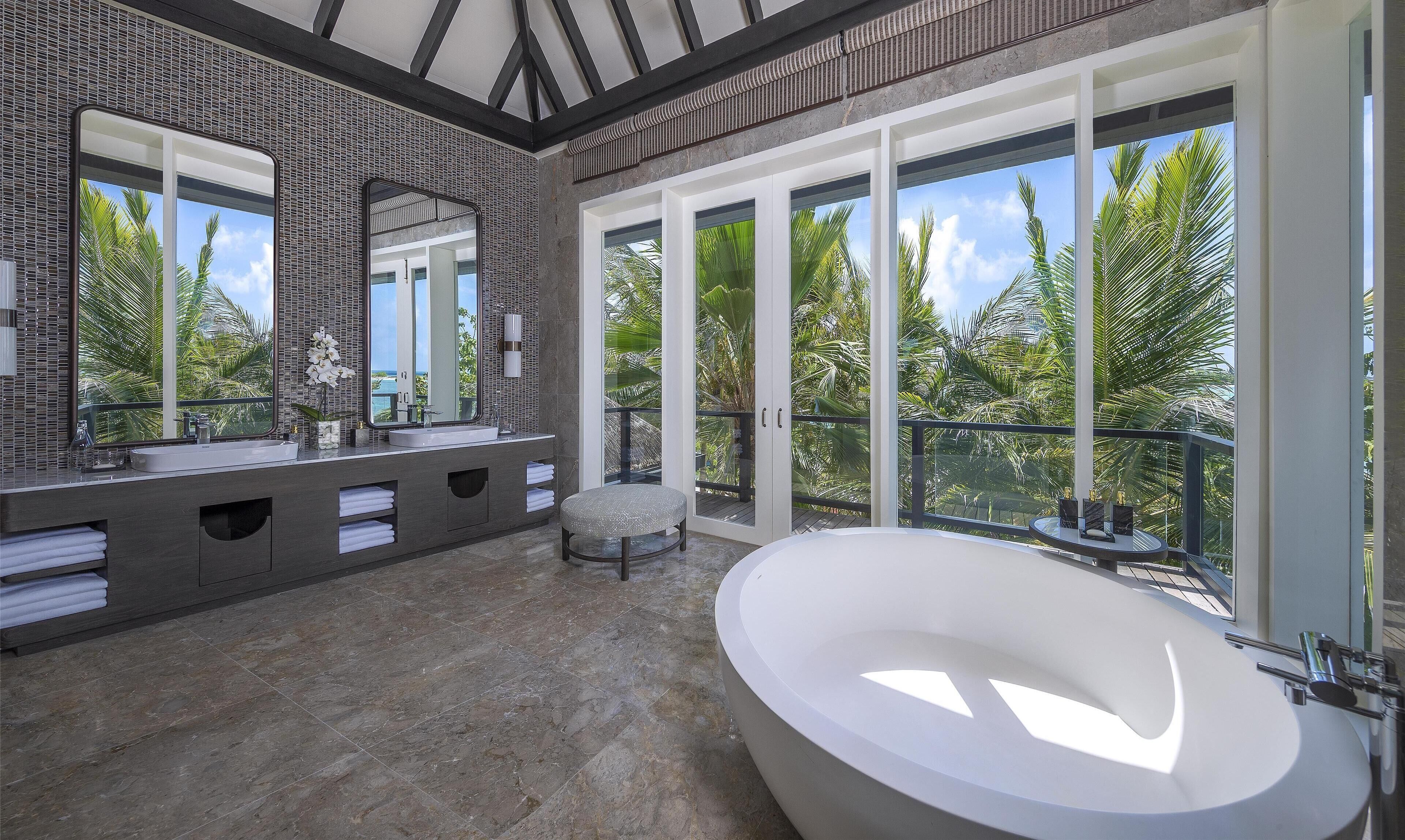 two bedroom beach pool residence | bathroom | separate bathtub and shower, deep-soaking bathtub, rainfall showerhead