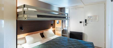 Desk, blackout curtains, free cots/infant beds, free WiFi