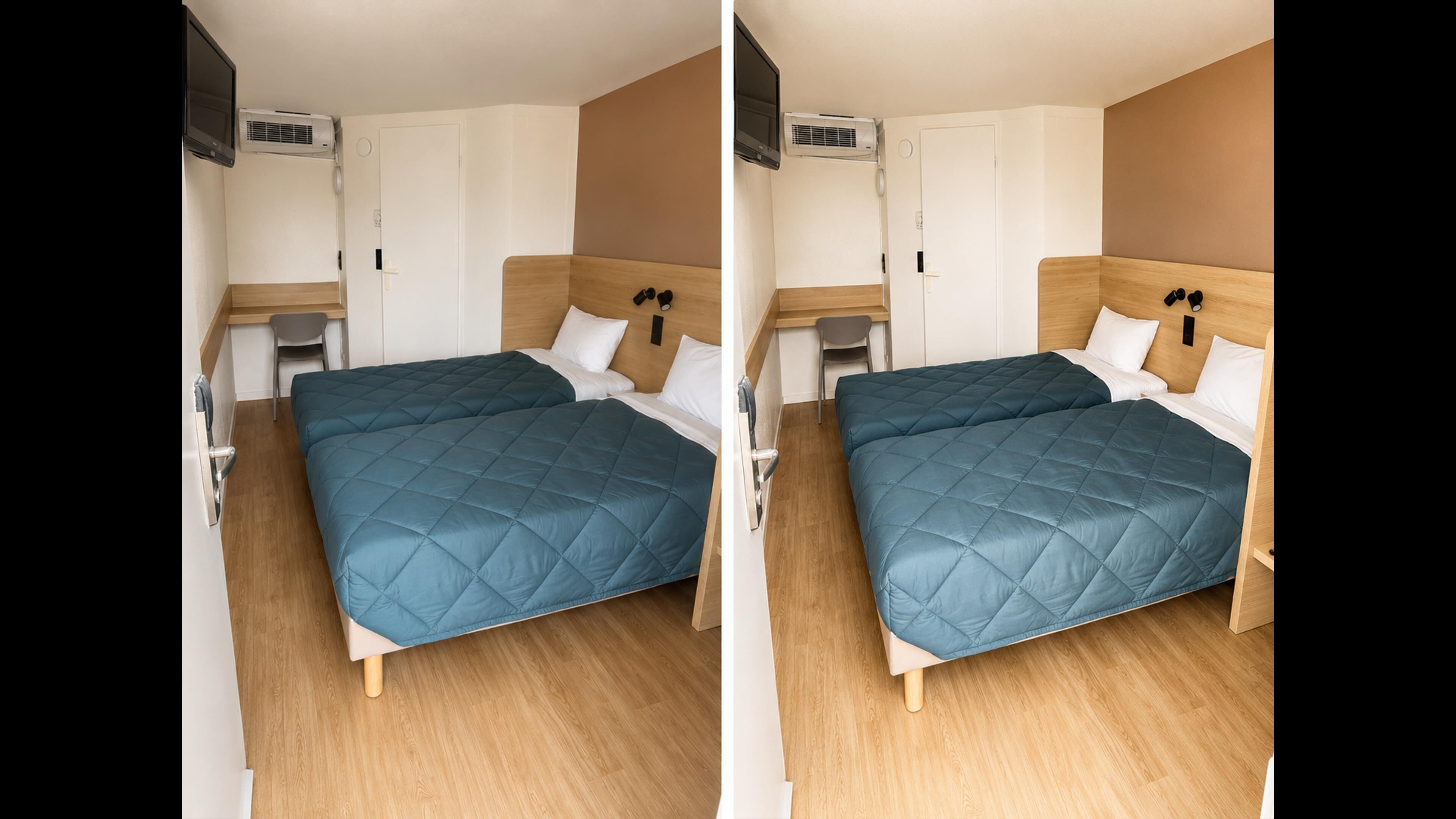 Desk, blackout curtains, free WiFi, bed sheets
