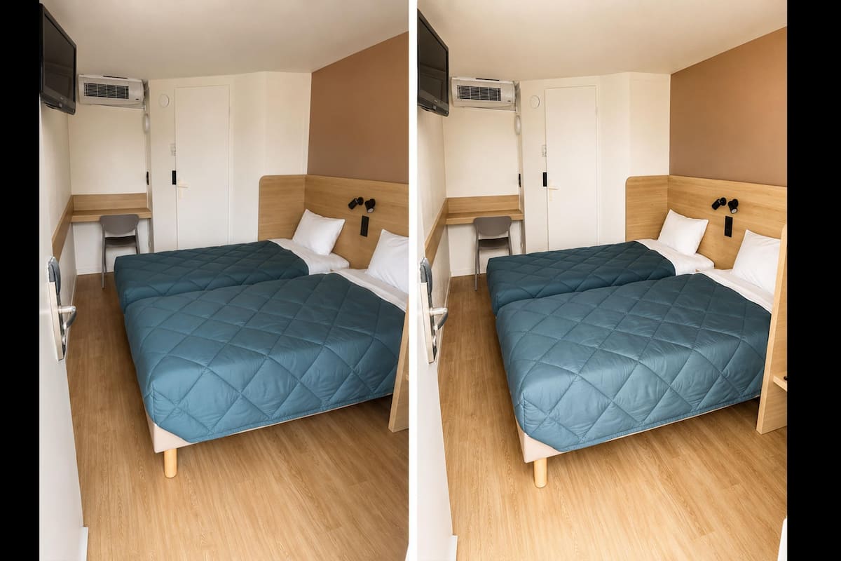 Desk, blackout curtains, free WiFi, bed sheets
