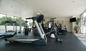 Stay fit and active with our well-equipped gym featuring treadmills, elliptical trainers, and stationary bikes.