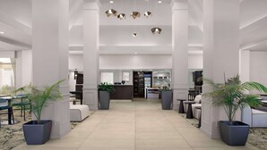 A spacious lobby with a reception desk, seating areas, and potted plants. - Hilton Garden Inn Gainesville (Gainesville)