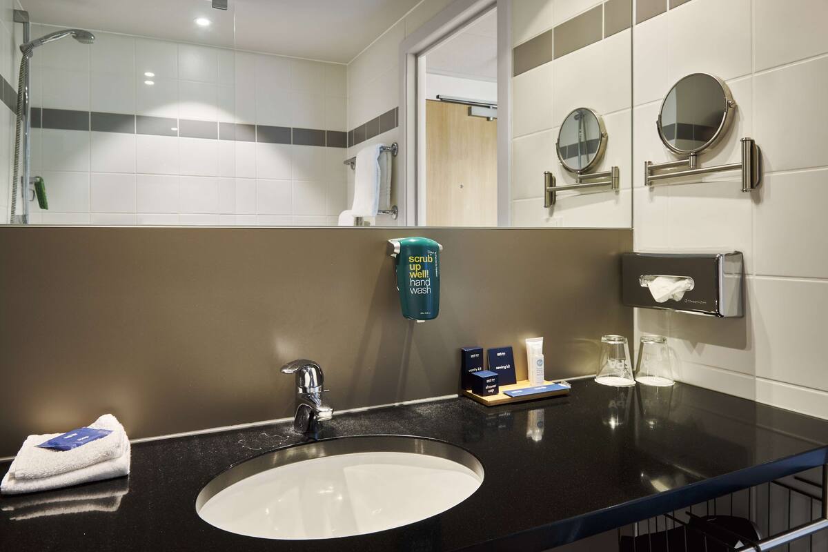standard room | bathroom | hair dryer, towels