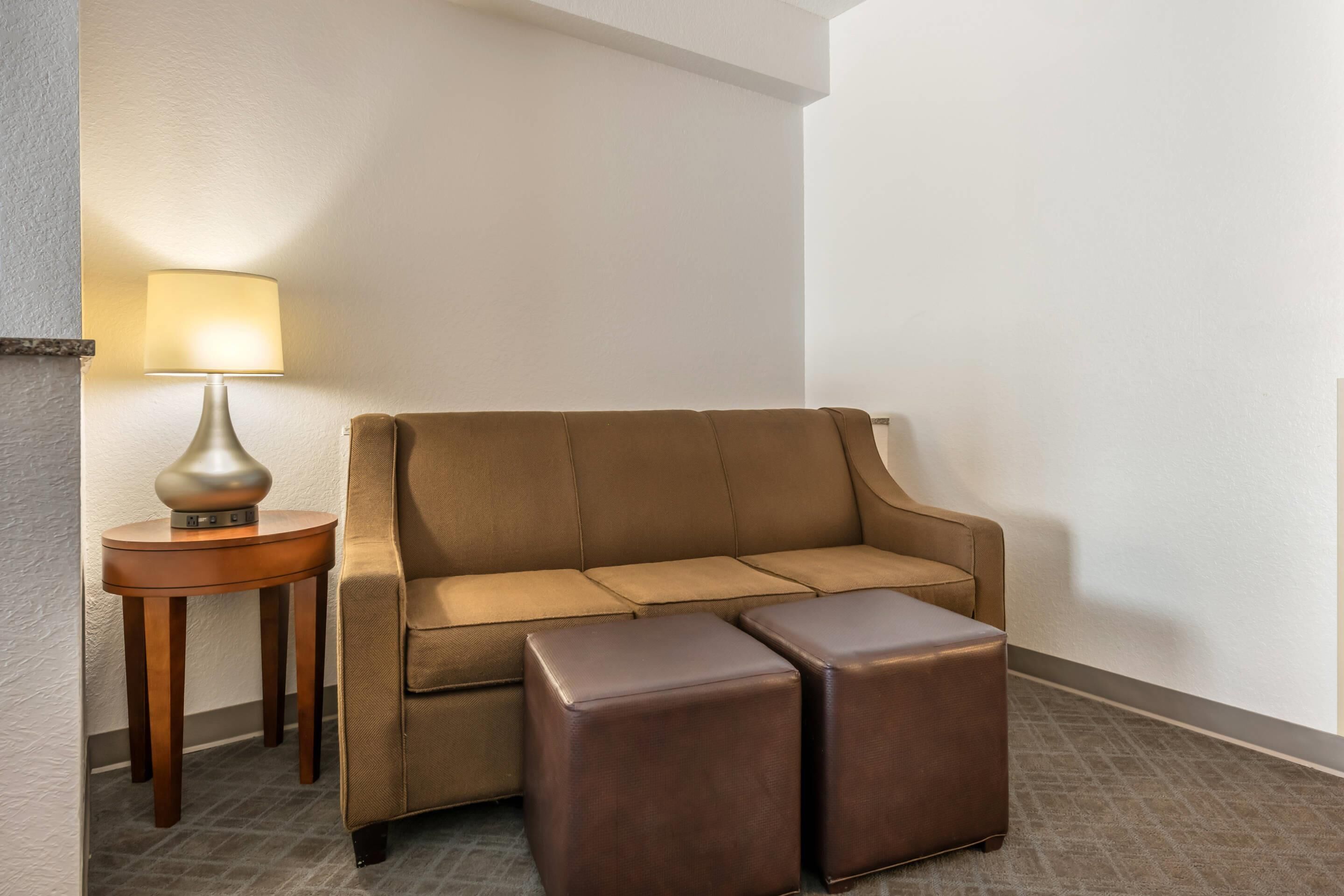 suite, multiple beds, non smoking (2 queen beds with sofa bed) | in-room safe, desk, laptop workspace, blackout curtains