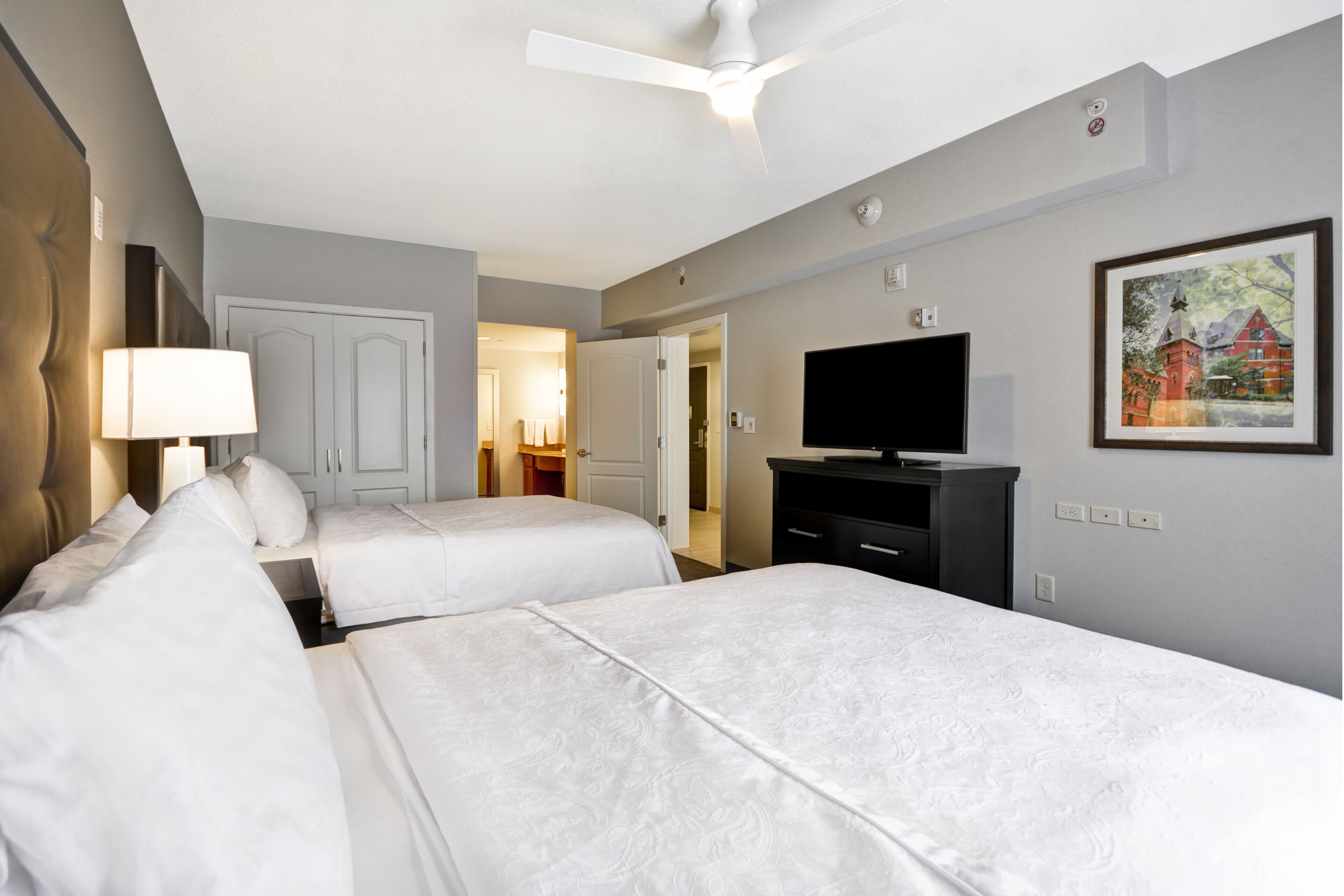 suite, 2 queen beds, accessible, non smoking | premium bedding, iron/ironing board, free cots/infant beds