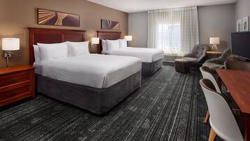 Studio, 2 Queen Beds | Premium bedding, desk, laptop workspace, blackout drapes