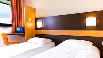 Standard Room, 2 Twin Beds | Desk, blackout drapes, iron/ironing board, free cribs/infant beds