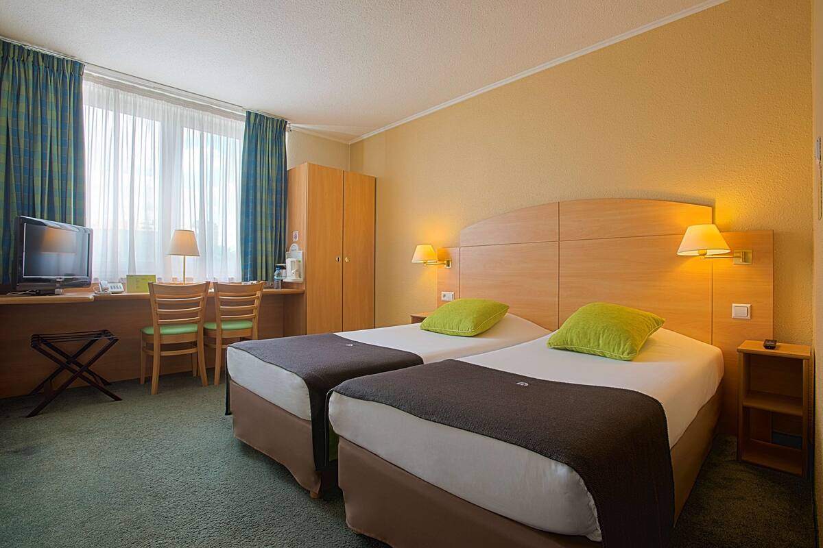 premium bedding, desk, blackout curtains, soundproofing