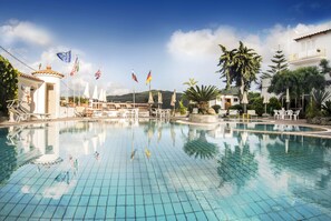 Outdoor pool, pool umbrellas