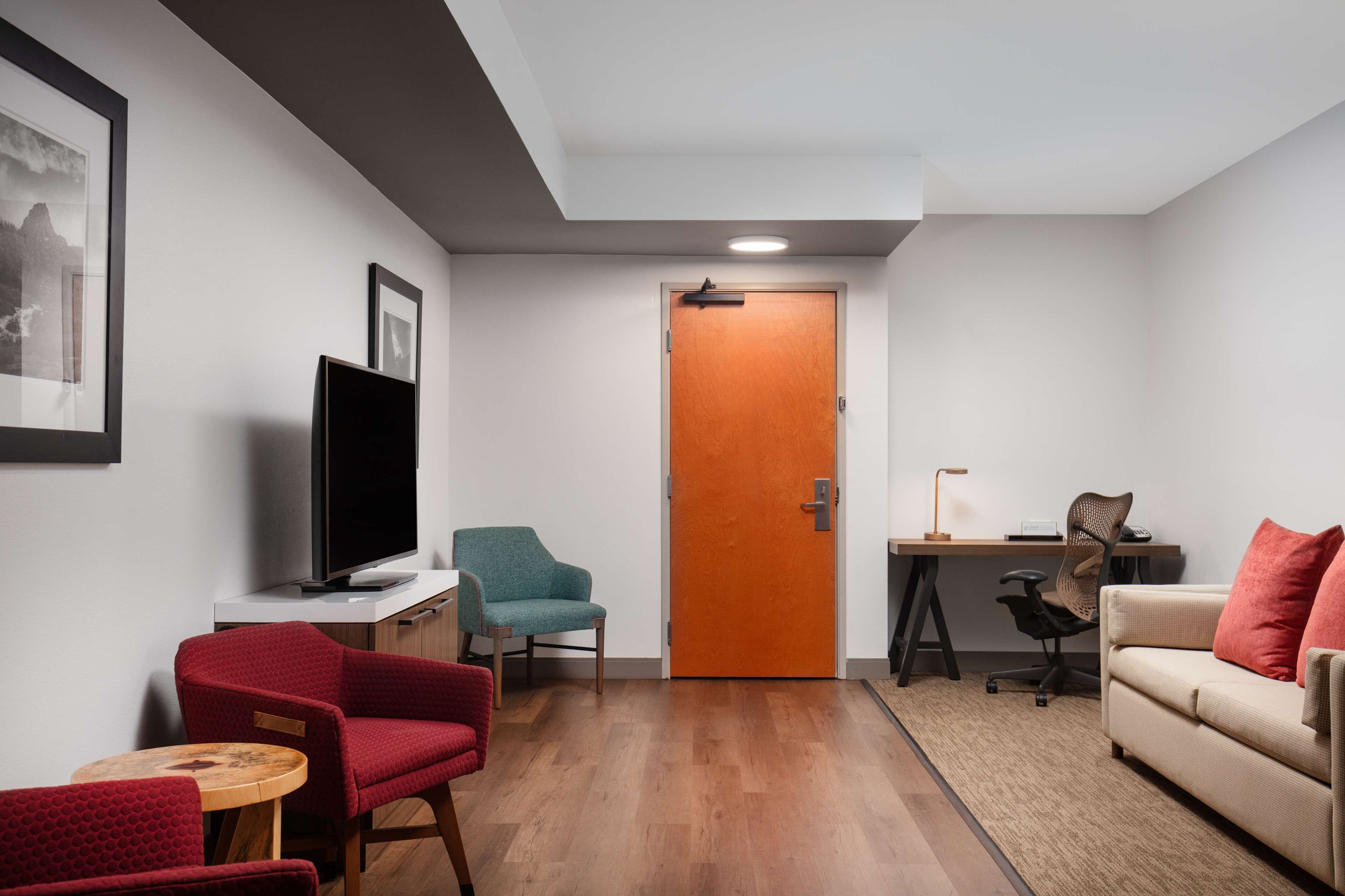 premium bedding, pillow-top beds, desk, iron/ironing board