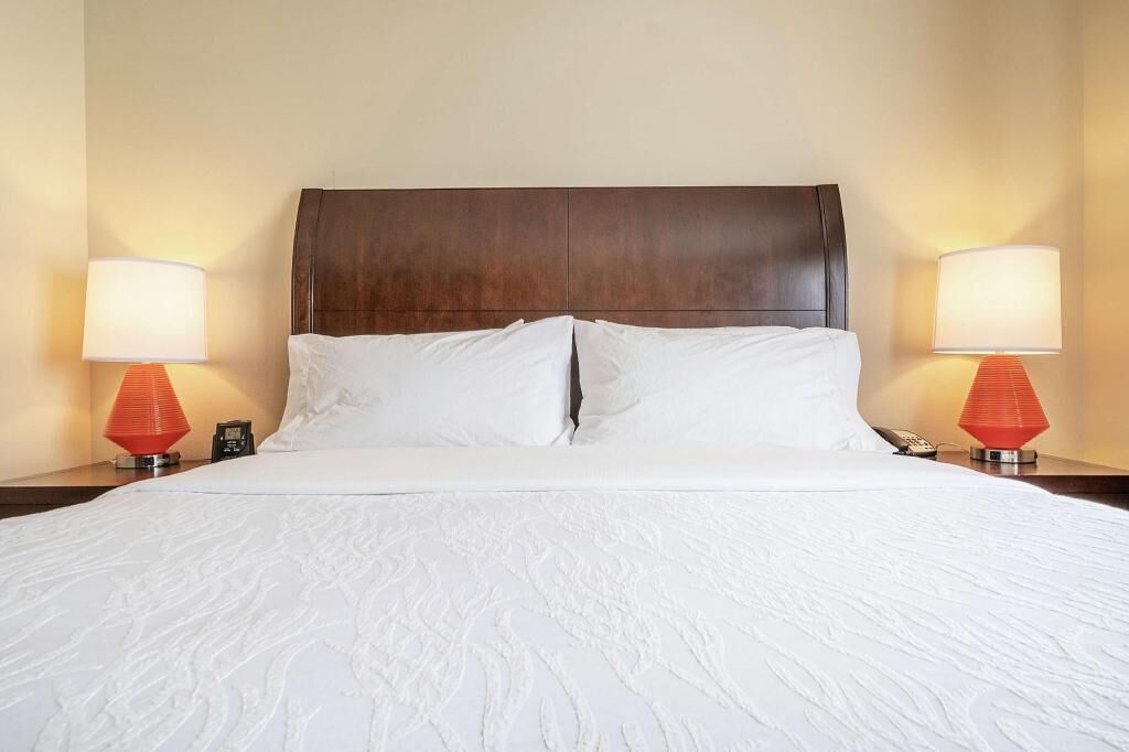 Premium bedding, pillowtop beds, desk, iron/ironing board