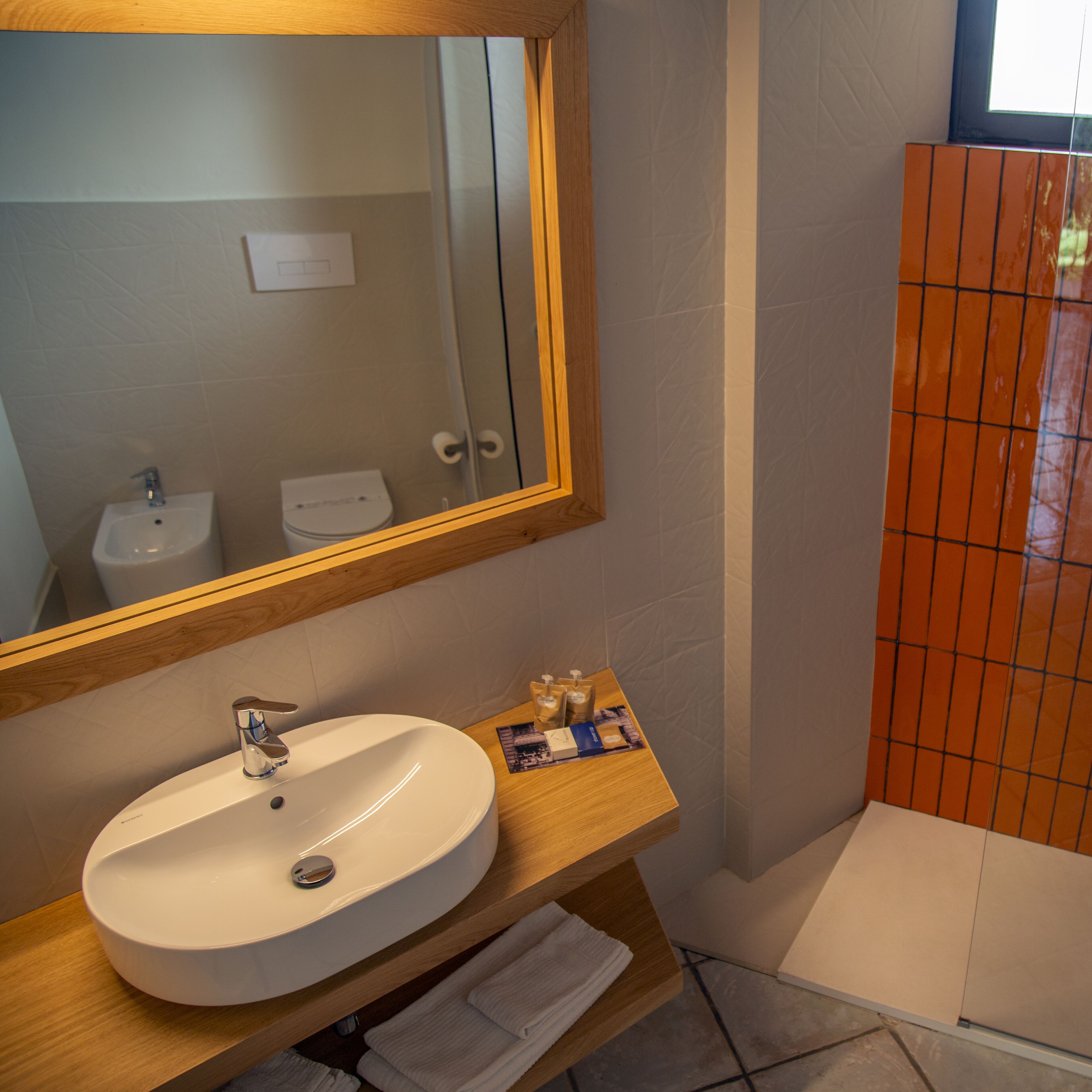 combined shower/bathtub, free toiletries, hair dryer, towels