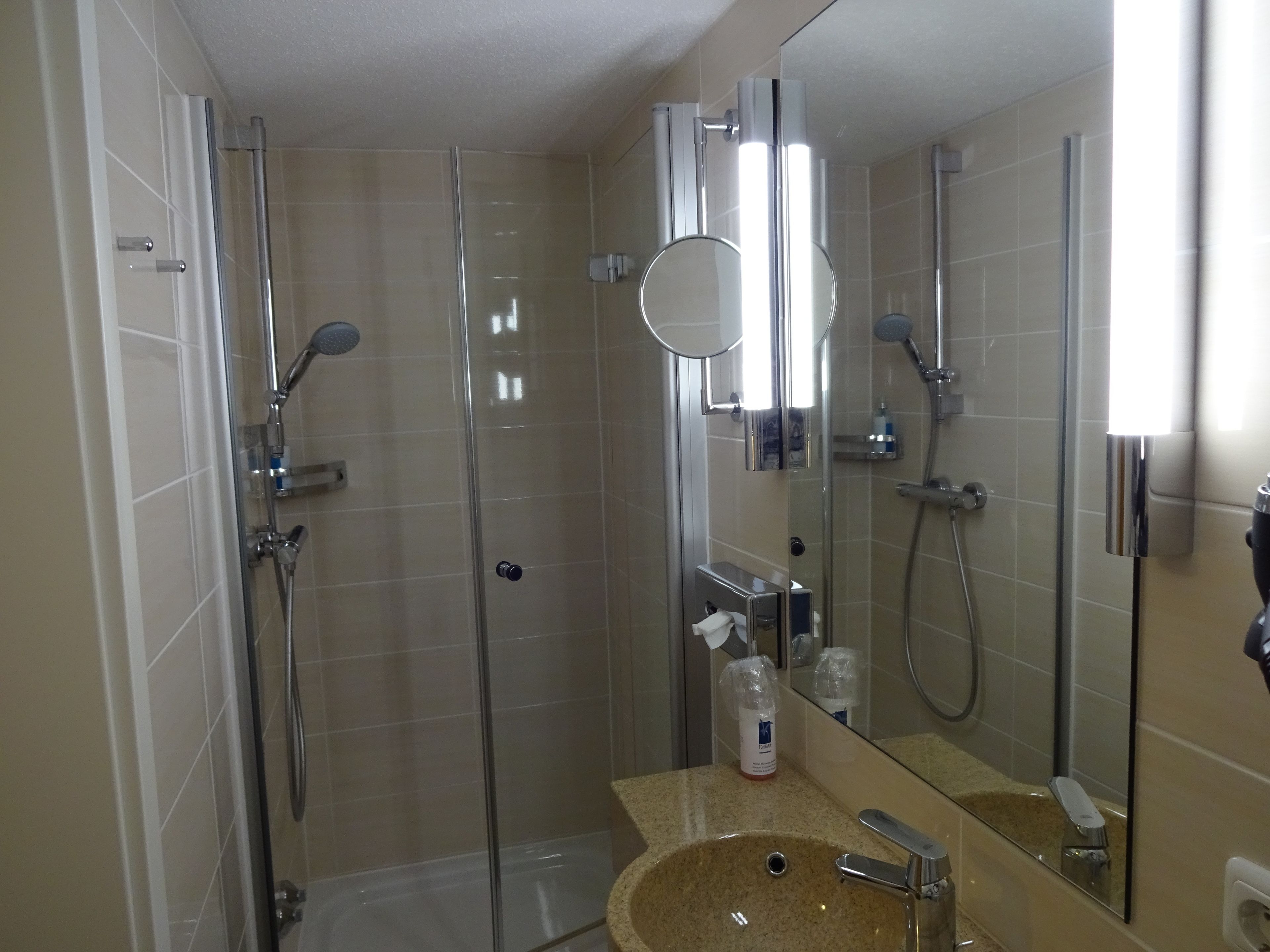 single room | bathroom | shower, hair dryer, towels
