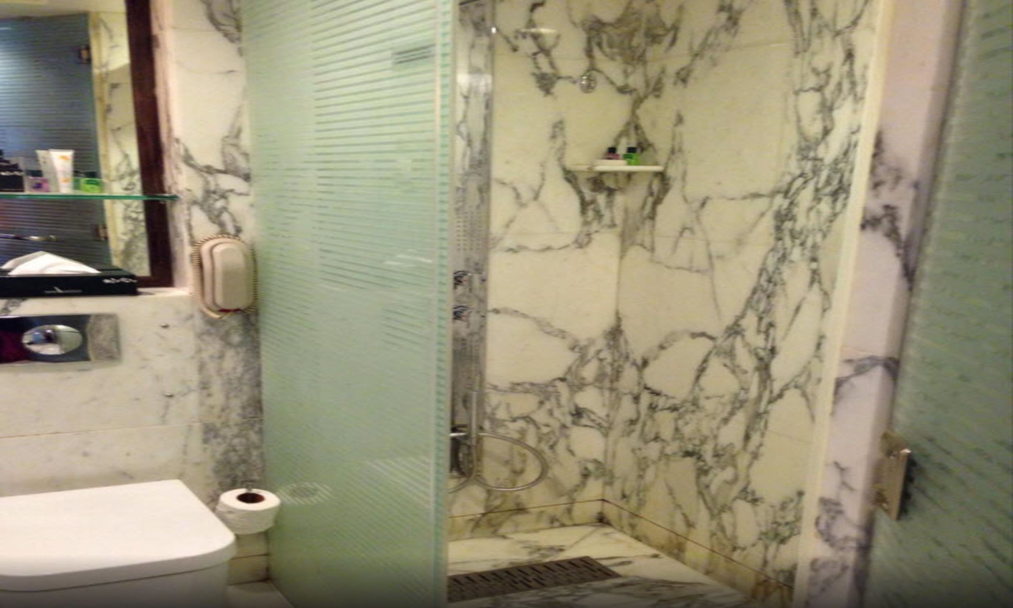 shower, bathrobes, slippers, towels