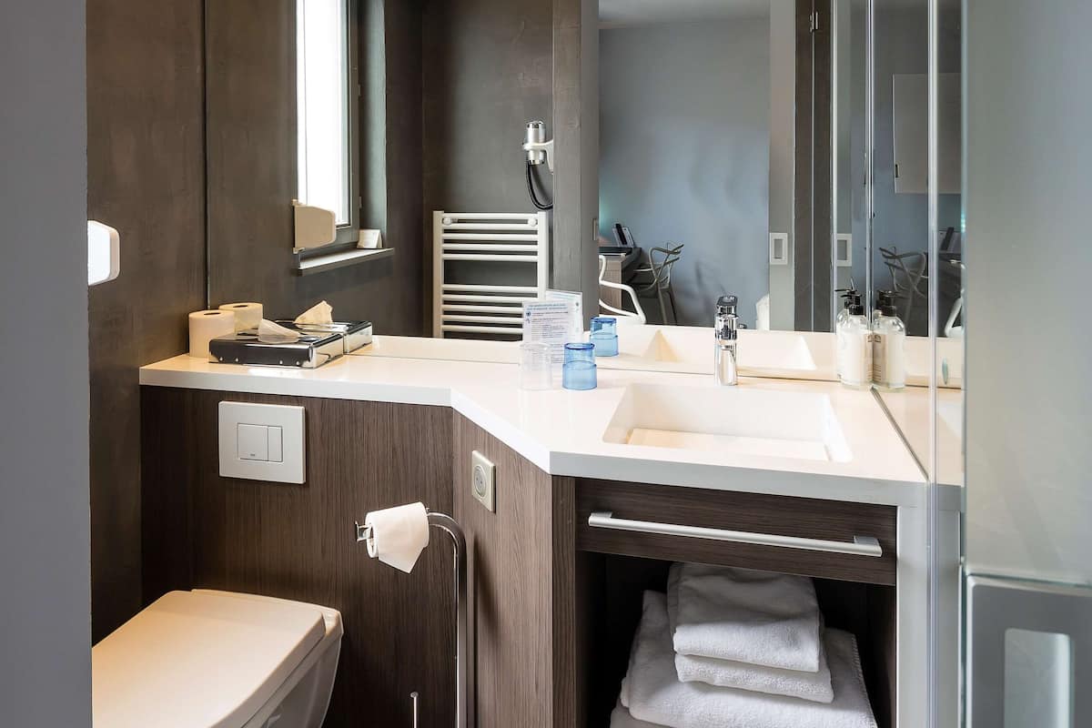 free toiletries, hair dryer, bathrobes, slippers