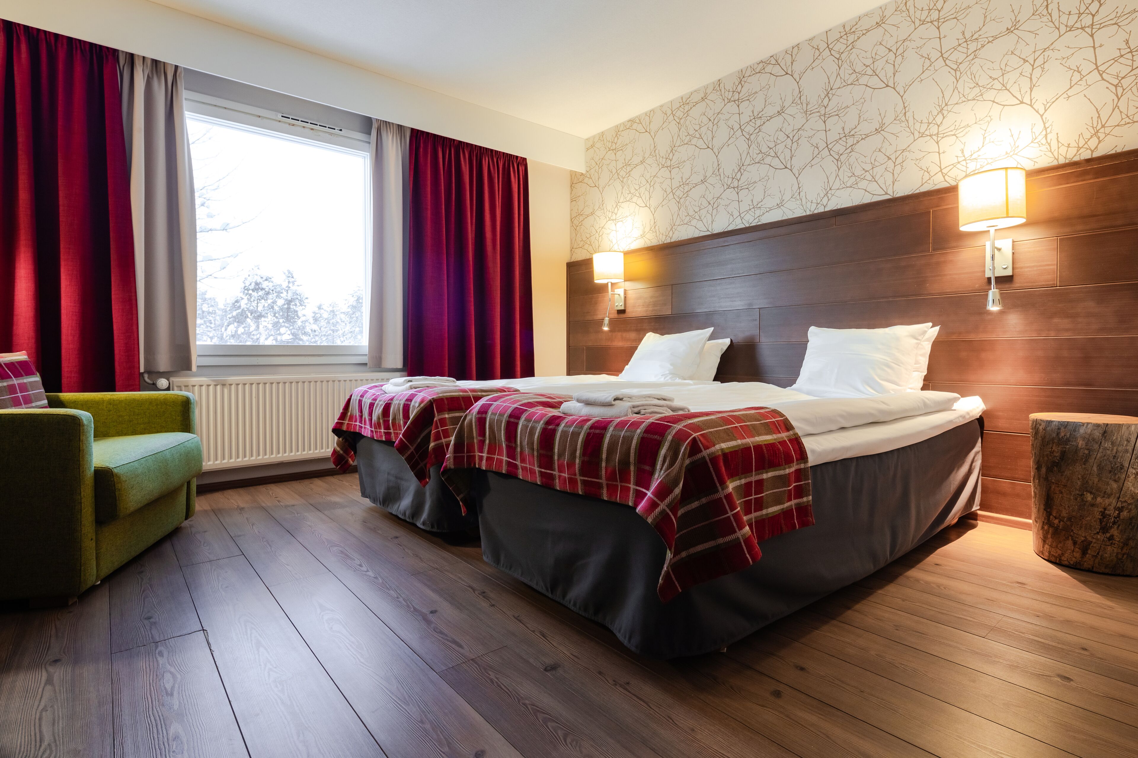 Standard Twin Room, Sauna | Soundproofing, free cribs/infant beds, free WiFi, bed sheets. Lapland Hotels Sirkantähti