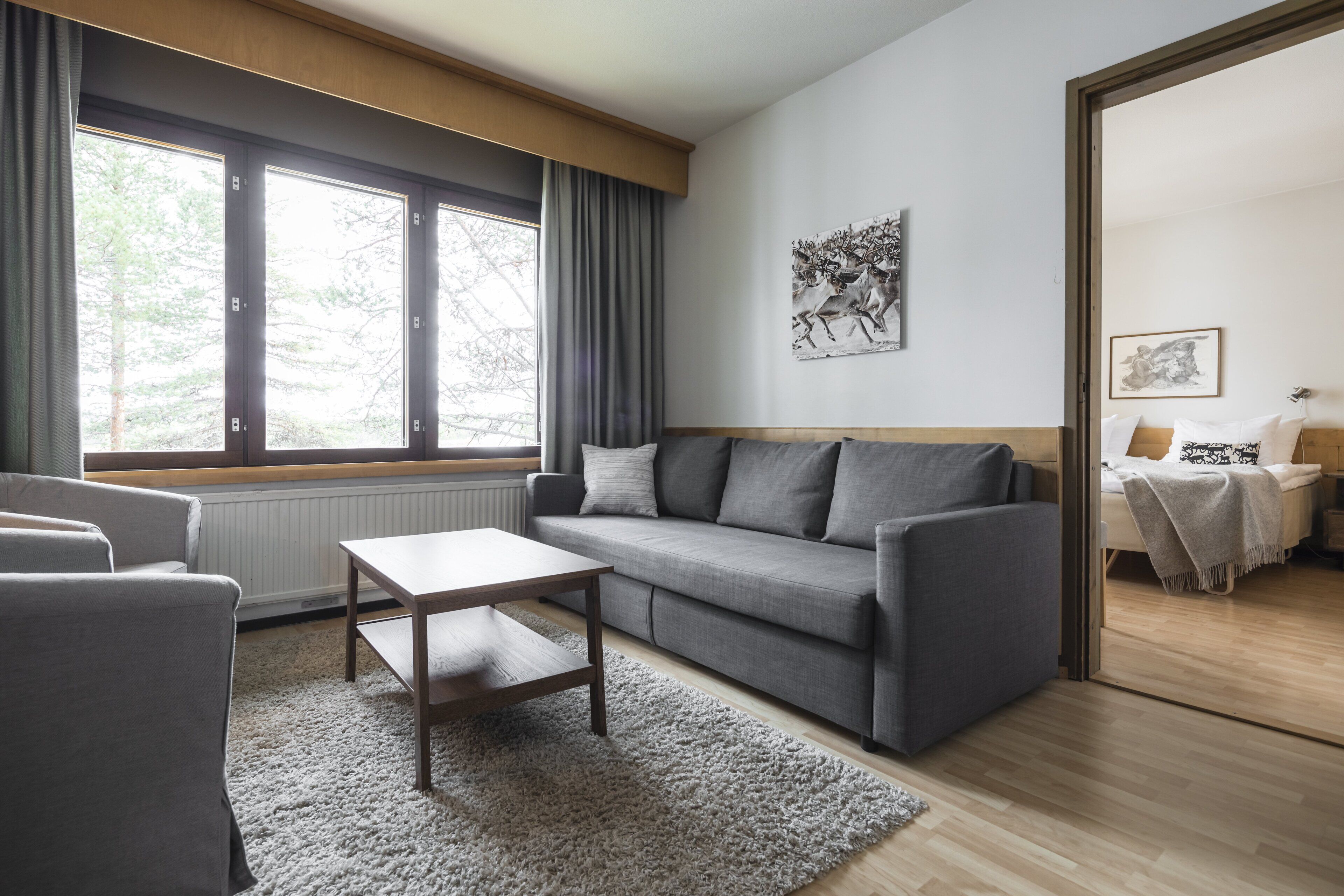 suite, 1 bedroom, sauna | desk, bed sheets
