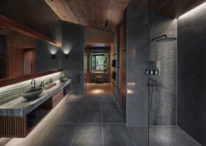 Daintree Pavilion | Bathroom | Eco-friendly toiletries, hair dryer, bathrobes, towels - Silky Oaks Lodge, Beckons (Finlayvale)