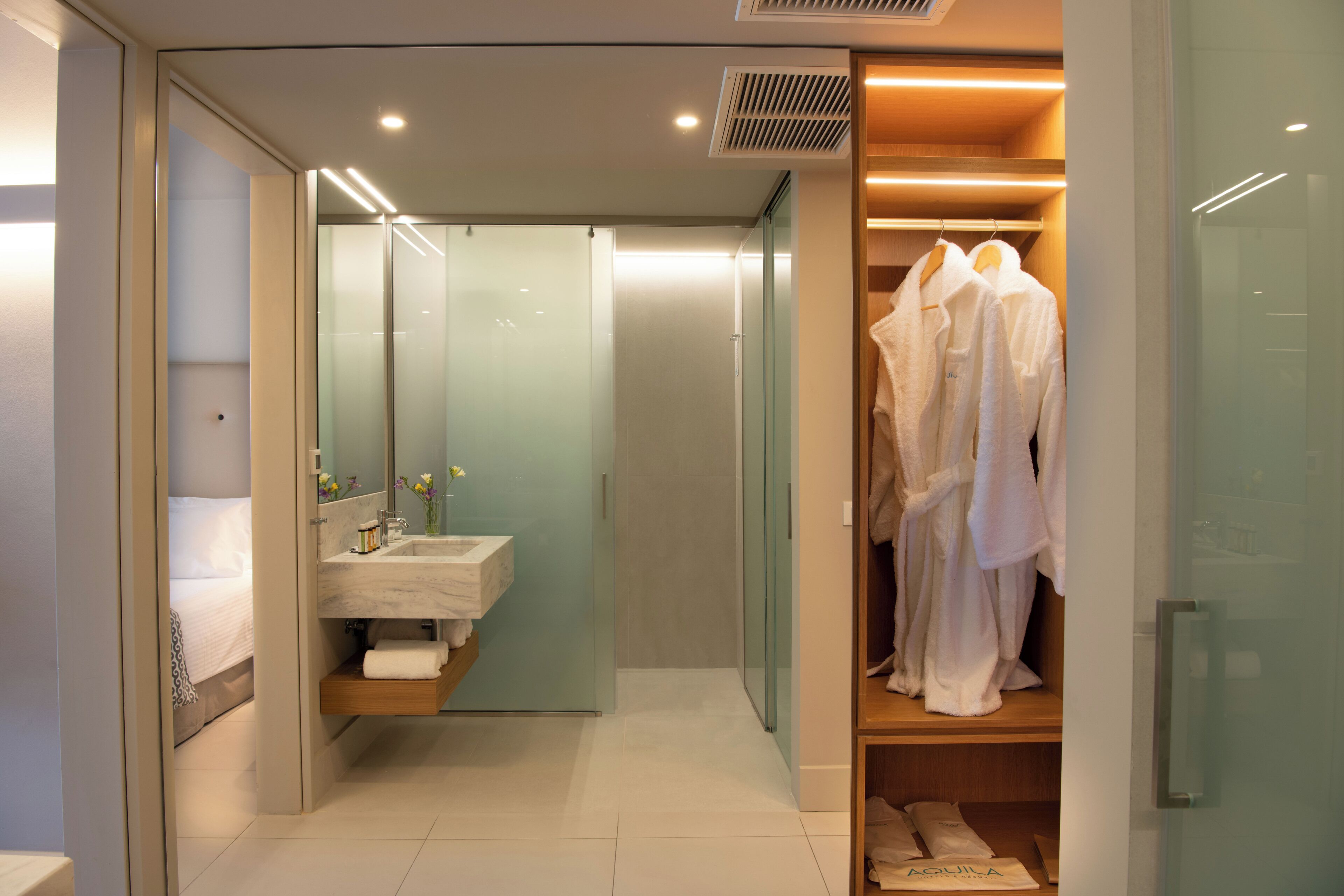 free toiletries, hair dryer, bathrobes, slippers