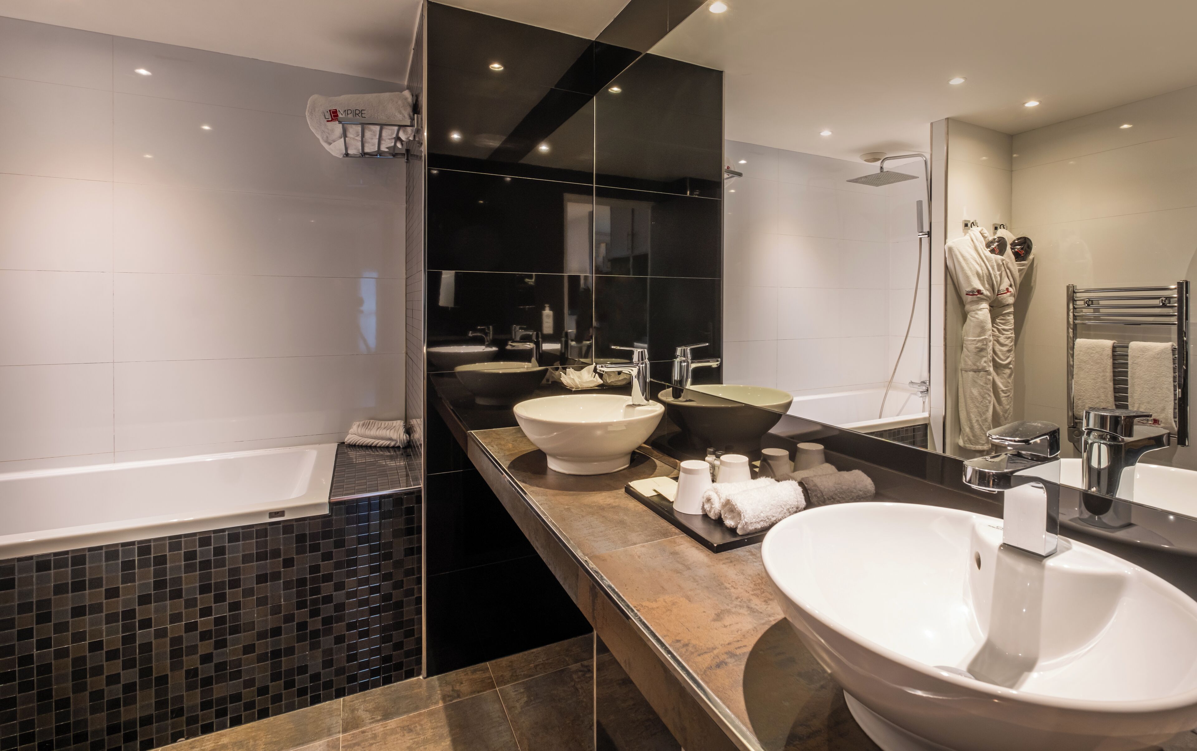 free toiletries, hair dryer, bathrobes, slippers