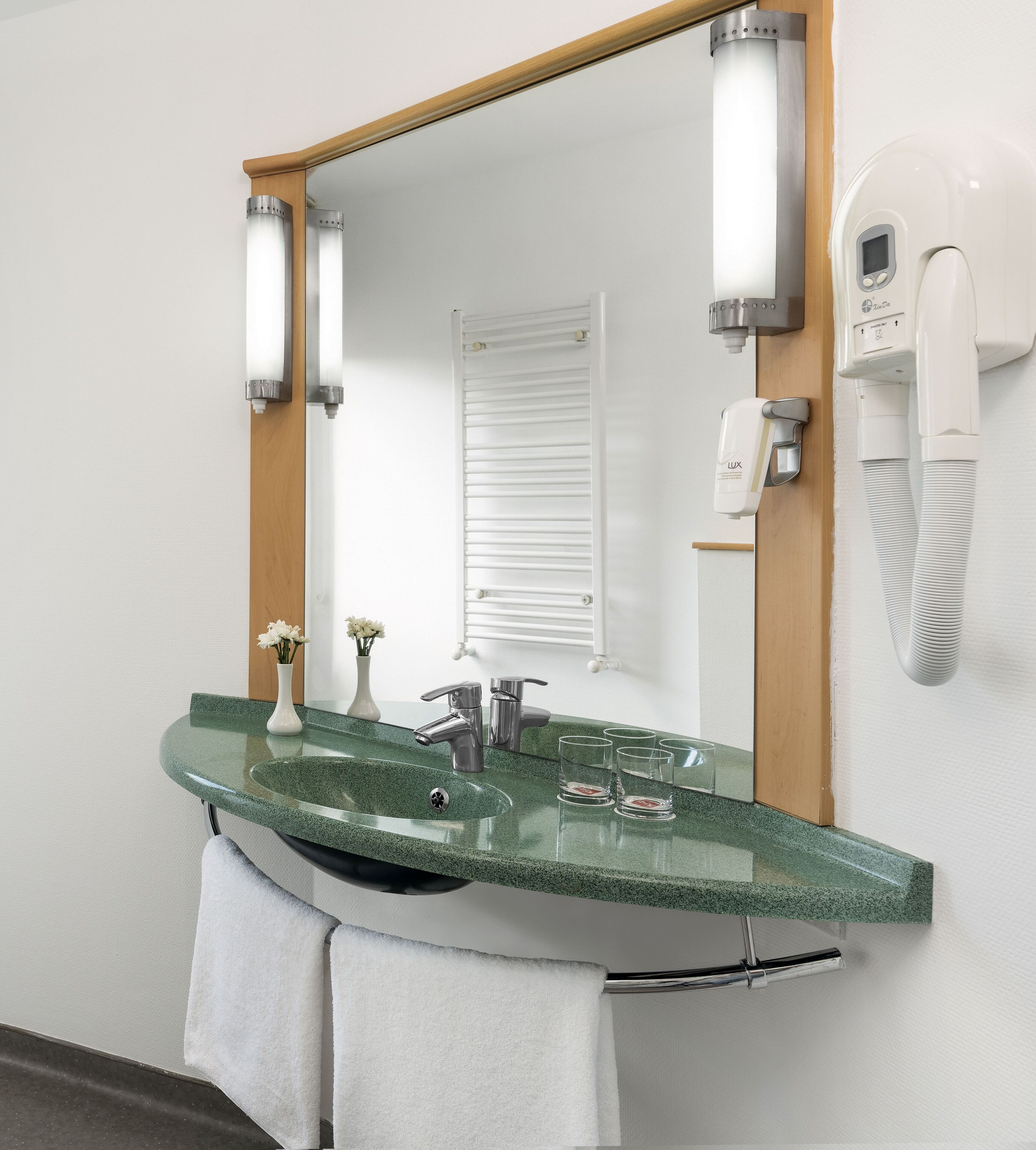 shower, eco-friendly toiletries, hair dryer, slippers