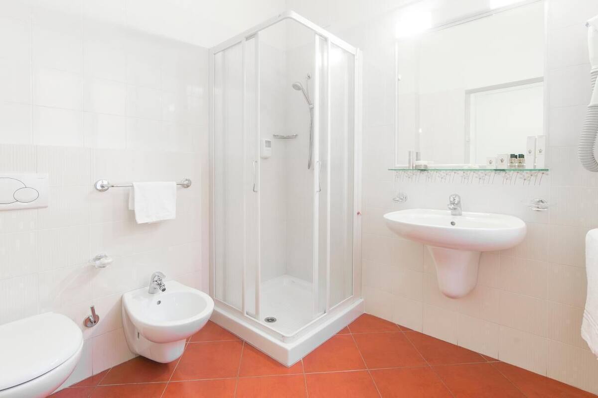 shower, free toiletries, hair dryer, bidet